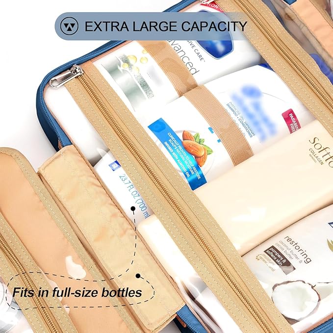 Travel Hanging Toiletry Bag for Women, Extra Large Makeup Bag, Holds Full-Size - Image 4