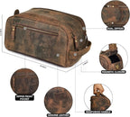 LEATHER VILLAGE Premium Leather Toiletry Travel Pouch - Image 2