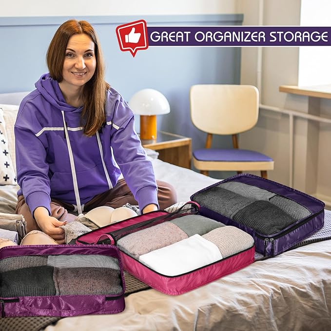 5 Pcs Packing Cubes for Suitcase Large Travel Cubes Carry on Luggage Organizer - Image 6