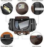 Wildroad 60L Travel Duffel Bag, Expandable Canvas Genuine Leather Duffle Bag - Image 4