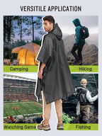 SaphiRose Extra Thick Hooded Rain Poncho Double Layer Waterproof Raincoat Jacket - Image 6