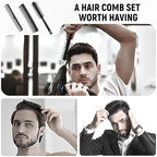 3PCS Comb Set Hair Combs for Men, Fine and Wide Tooth comb, Roller Brush for Adding Volume, Hair Styling mens comb for Styling and Grooming, Frosted Texture