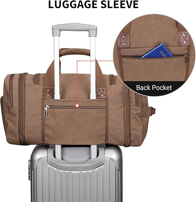 WITZMAN Mens Duffle Bags for Traveling Canvas Weekender Travel Bag Expandable - Image 7