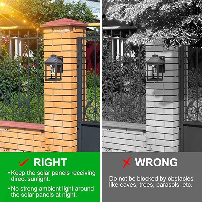2 Pack Solar Wall Lantern Lights Outdoor Dusk to Dawn Motion Sensor Waterproof - Image 8
