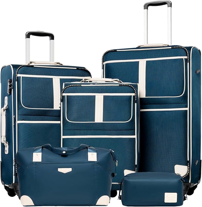 Coolife Luggage 5 Piece Set Suitcase Expandable TSA lock spinner softshell by COOLIFE