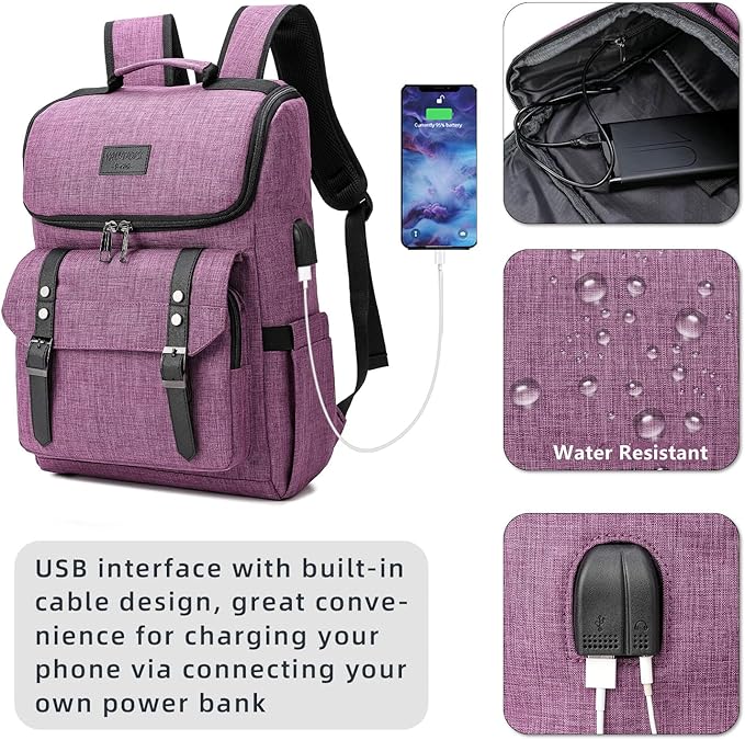 YALUNDISI Vintage Backpack Travel Laptop Backpack - Image 2