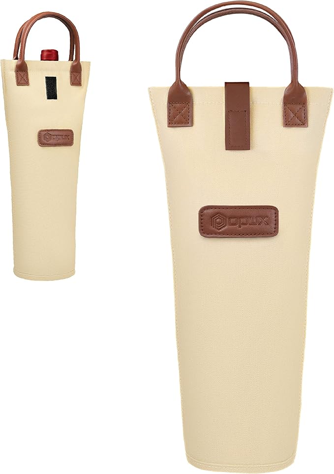 opux Wine Bag Single Bottle Carrier Tote, Insulated Travel Wine Cooler Bag by OPUX