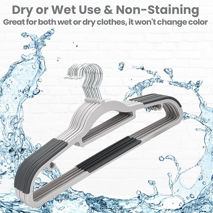 Plastic Hangers 50 Pack, Slim Clothes Hangers Non Slip, Non-staining Space - Image 3