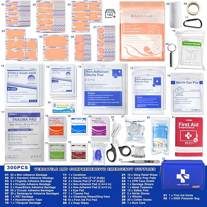 300 PCS First Aid Kit for Home, Businesses, Sports & Outdoor, Premium - Image 4