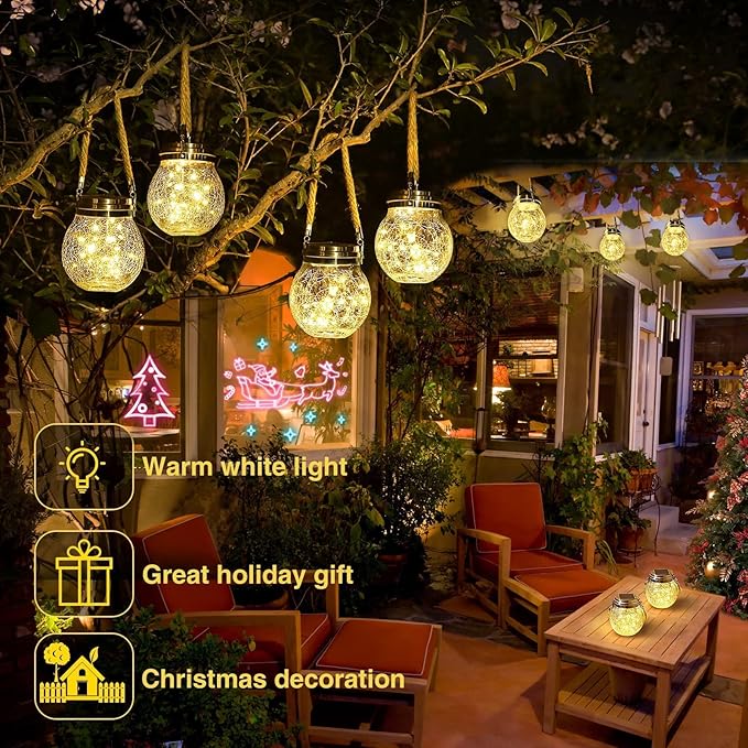 ROSHWEY Solar Lanterns Outdoor Waterproof, 4 Pack Garden Lights Outdoor Lantern - Image 4