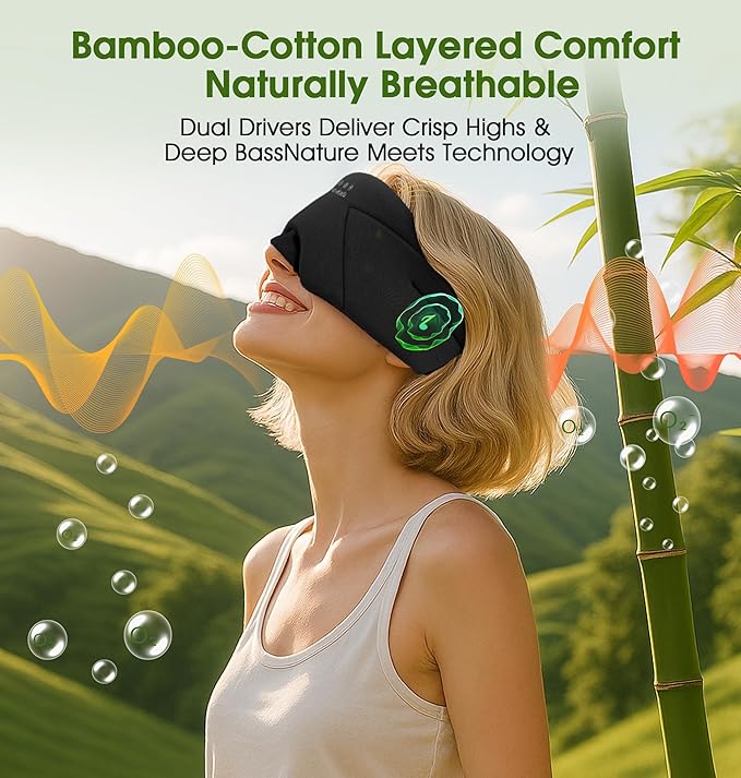 LC-dolida Sleep Mask with Headphones Bluetooth 5.4, Wireless Music Eye Mask - Image 8