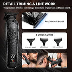 Professional Cordless Mens Hair Clippers & Beard Trimmer and Electric Shavers Kits & Sets,Metal Hair Clippers Cutting Grooming Kit with Long Battery Life for Family Barber Use (Black)