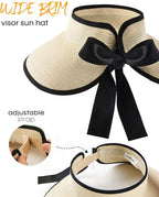 Camptrace Sun Visors for Women Wide Brim Beach Hat Foldable Straw Visor Hat - Image 5