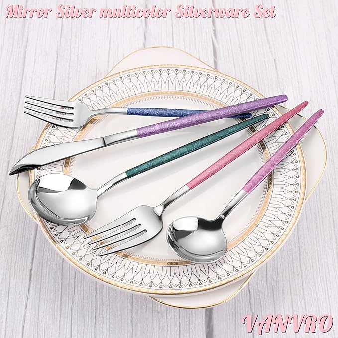 Mirror Silver multicolor Silverware Set, 20-Piece Stainless Steel Flatware Set - Image 3