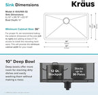 KRAUS Standart PRO™ 32-inch 16 Gauge Undermount Single Bowl Stainless Steel - Image 4