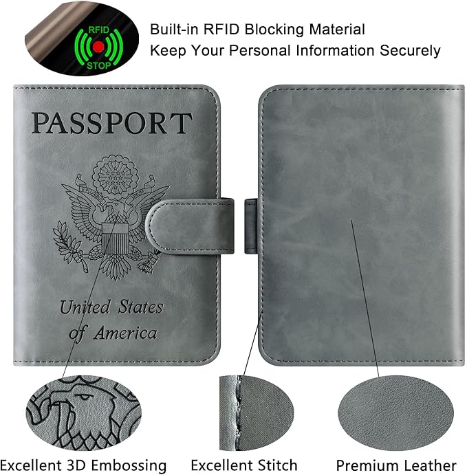 Passport Holder Cover Wallet Travel Essentials Leather Rfid Blocking Case - Image 4