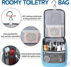 Della Gao Hanging Toiletry Bag for Men & Women, Portable Travel Cosmetic Makeup Bag Toiletries Organizer Kit, Water Resistant Bathroom Bag, Blue