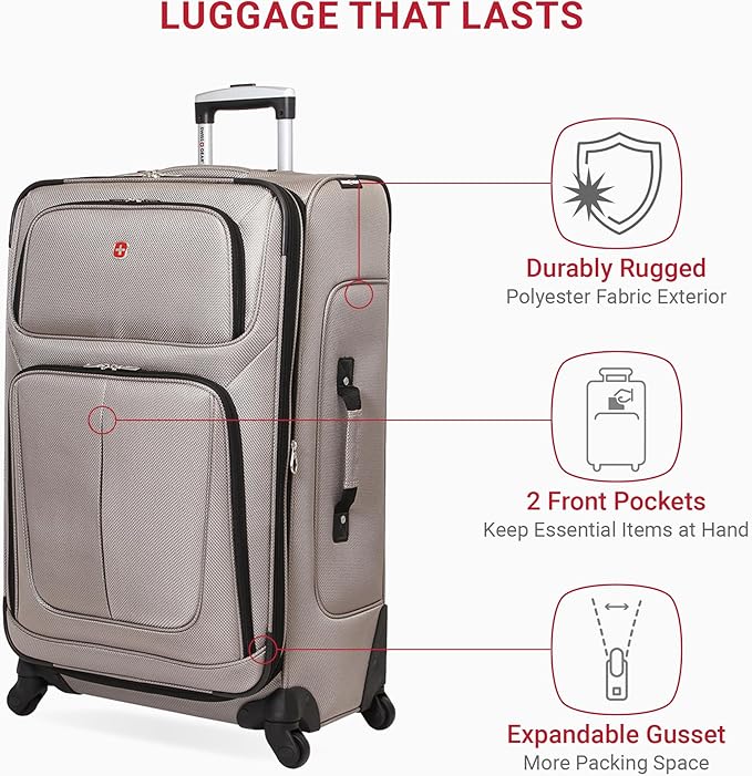 SwissGear Sion Softside Expandable Luggage, Checked-Large 29-Inch - Image 4