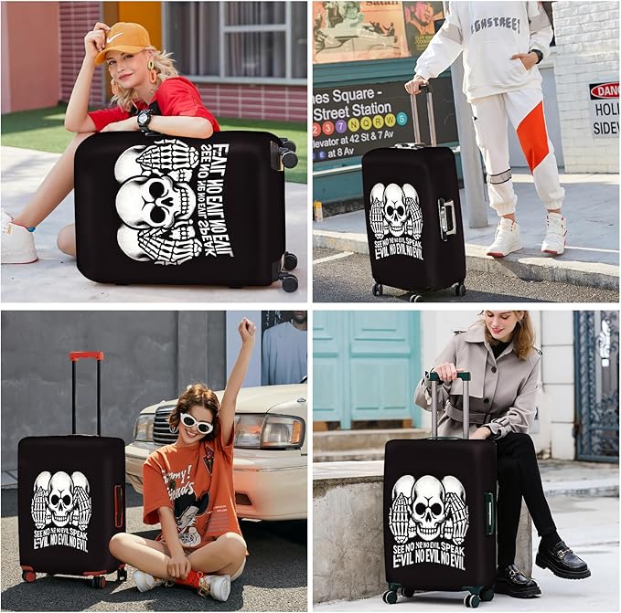 ANNA QUEEN Gothic Skull Luggage Cover, “See No Evil, Hear No Evil, Speak No - Image 6