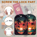 Sunset Mountain Lake Palm Tree Leather Luggage Tag - Image 4