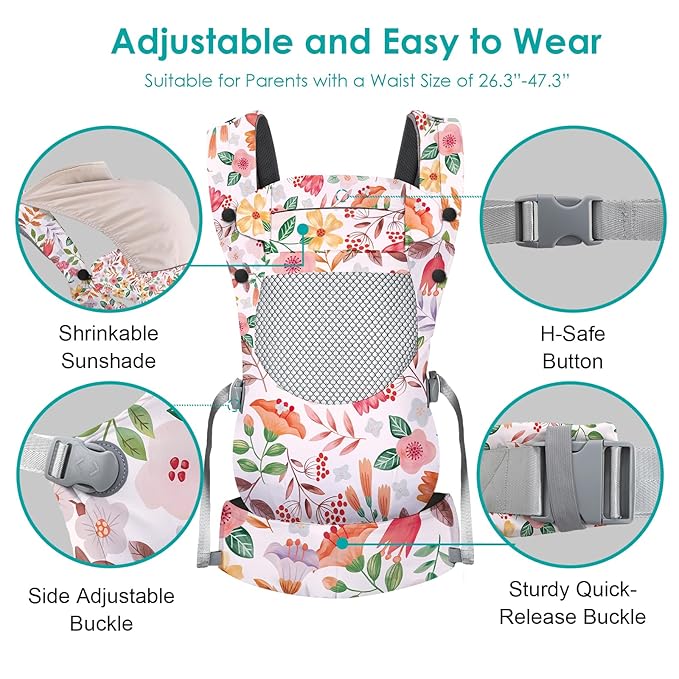 Newborn Baby Front Carrier Backpack, Toddler Baby Body Carrier, 7-66 Lbs - Image 4