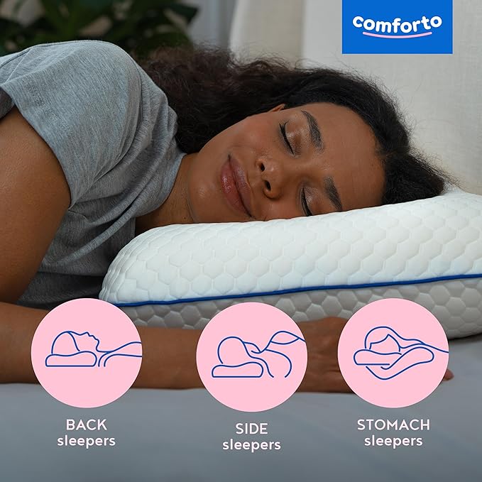 Classic Memory Foam Pillow – Classic Size Cooling Cervical Neck Pillow – Firm - Image 4
