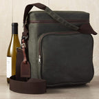 Wine Enthusiast 6-Bottle Waxed Canvas Wine Bag Tote Insulated Wine Carrier - Image 3