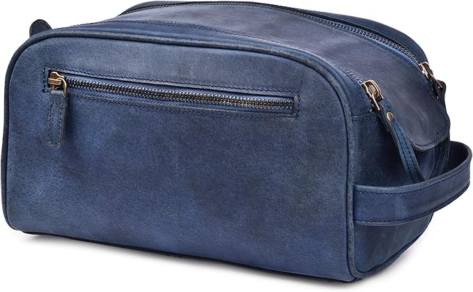 LEATHER VILLAGE Premium Leather Toiletry Travel Pouch by LeatherVillage