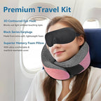 Pink Airplane Travel Pillow Set, 100% Pure Memory Foam Neck Pillow, Updated - Image 2
