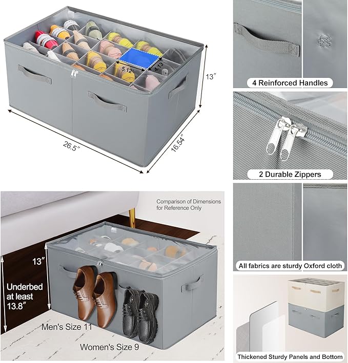 Shoe Organizer for Closet, Foldable Shoe Box - Image 2
