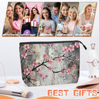 Cosmetic Bags Travel Makeup Toilet Case Waterproof Pouch for Women Girls 6.7X9.45inches - Beautiful Grey - Backdrop Flowers