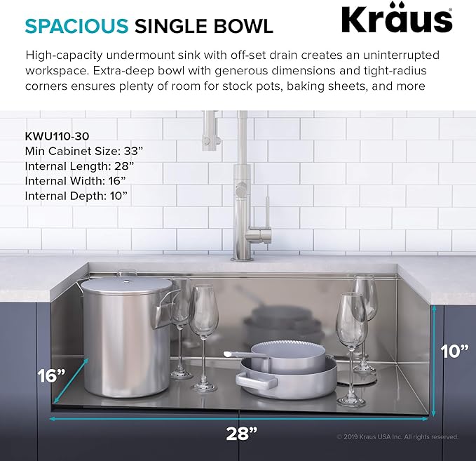 KRAUS Kore Workstation 30-inch Undermount 16 Gauge Stainless Kitchen Sink - Image 3