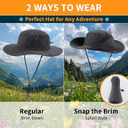 Home Prefer UPF50+ Mens Sun Hat Wide Brim Womens UV Protection Beach Bucket Hat - Image 2