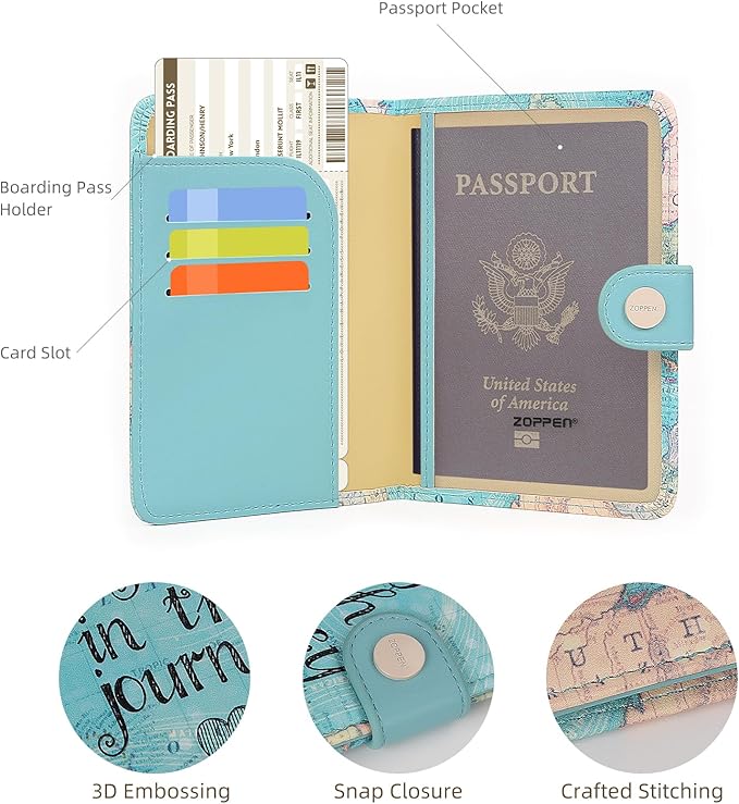 ZOPPEN Passport Holder Women, Passport Cover Travel Wallet Rfid Blocking - Image 2