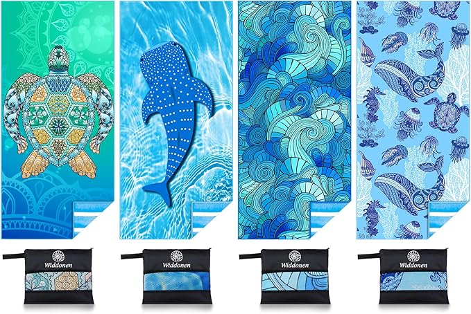 Microfiber Thin Lightweight Beach Towel Sand Free Quick Dry Absorbent Compact by WIDDONEN