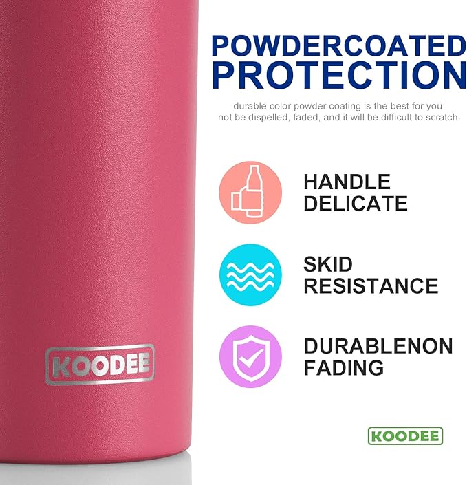 koodee 20 oz Tumbler with Lid and Straw-2 Pack Stainless Steel Double Wall - Image 4