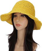 Womens Wide Brim Straw Sun Hat Foldable Floppy Crochet Beach Hat - Image 2