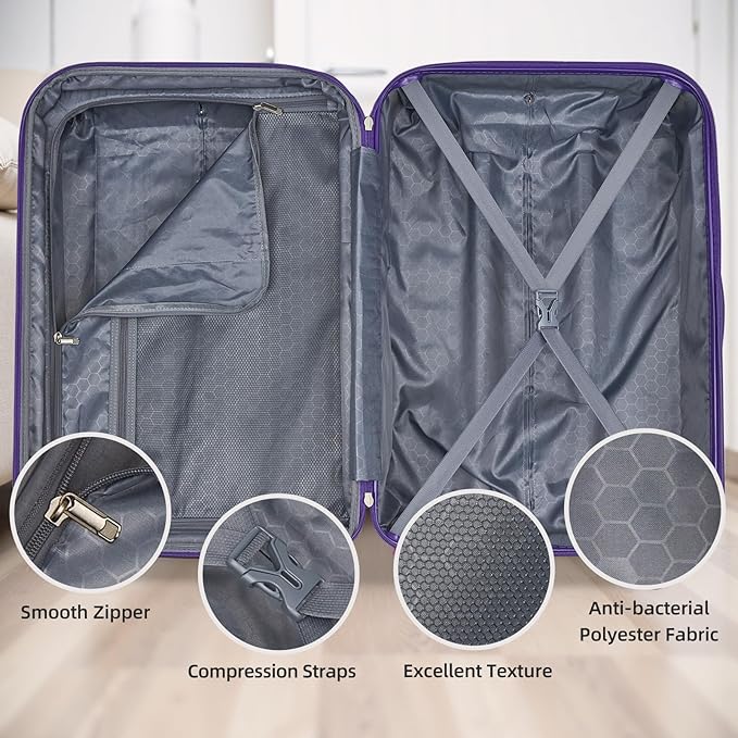 LARVENDER Luggage Sets 5 Piece Hardside Expandable Suitcase - Image 5
