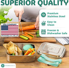 Everusely - Bento Box - Green, 37oz / 1.1 L - Stainless Steel Lunch Box - 3 - Image 6
