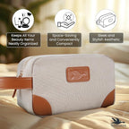 Small Makeup Bag for Women and Men - Cute Cosmetic Bag for Travel, Multipurpose Canvas Make up Pouch for Accessories, Mini Makeup Purse with Zipper and Internal Pockets for Toiletries - Sand