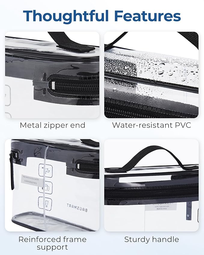 BAGSMART TSA Approved Toiletry Bag, 3 Pack Clear Makeup Cosmetic Bag Organizer - Image 3