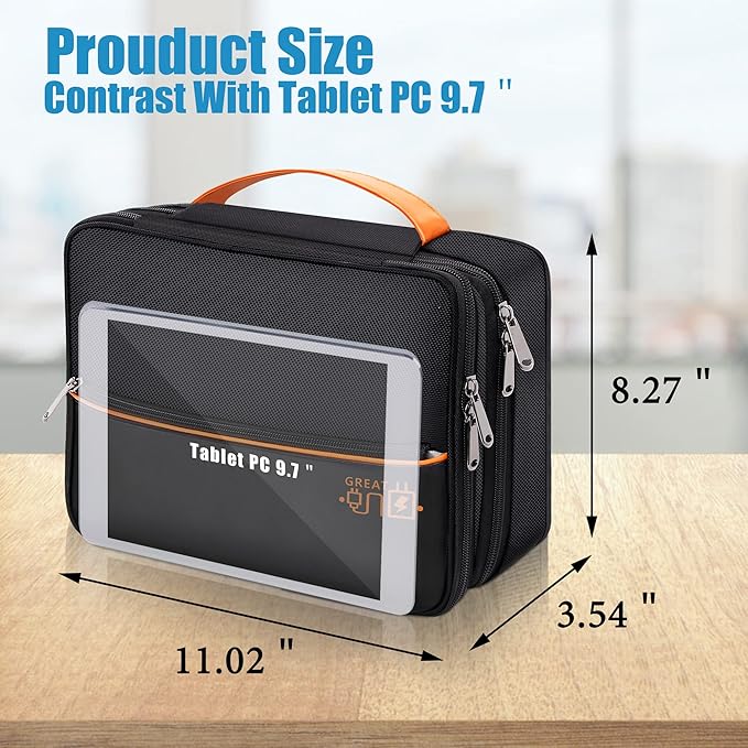 SELLYFELLY Electronics Travel Organizer, Double Layer Cable Organizer Bag - Image 2