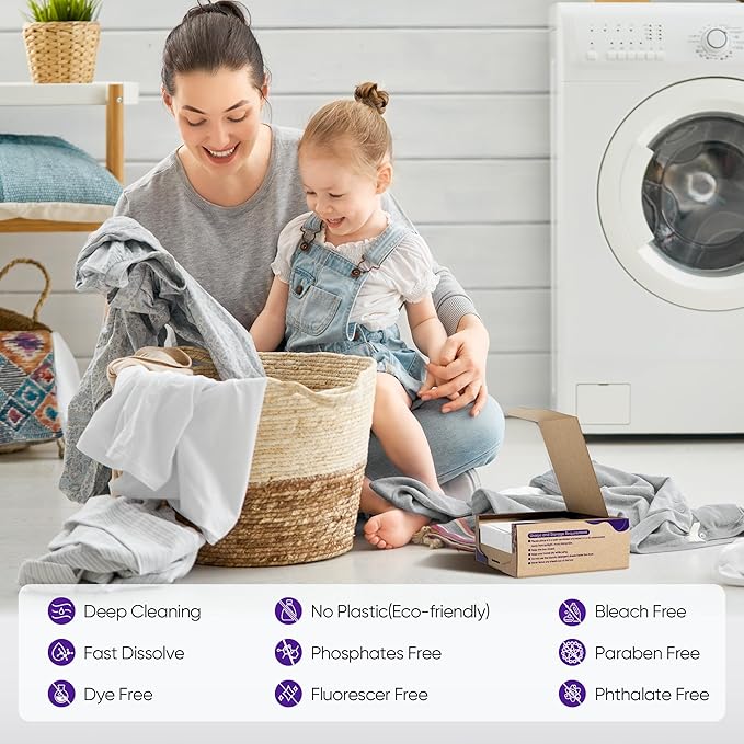 Lavender Laundry Detergent Sheets Travel Eco-friendly 300 Loads Fisroa Clothes - Image 2