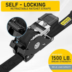 AUGO Self-Locking Retractable Ratchet Straps | 4 Heavy Duty Self-Tensioning - Image 2
