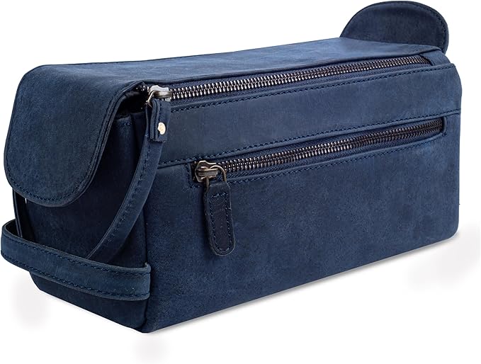 LEATHER VILLAGE Premium Leather Travel Toiletry Bag by LeatherVillage