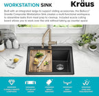 KRAUS Bellucci 25-inch Granite Workstation Drop In Top Mount Single Bowl - Image 3