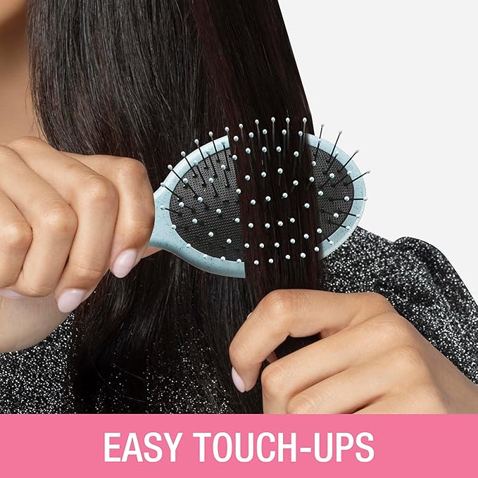 Conair Detangling Mini Hair Brush Set, 3-Pack Detangler Brushes for Wet or Dry Hair, Gentle Detangler for All Hair Types, Hair Brushes for Women and girls. gifts for her, Silver, Blue, Pink