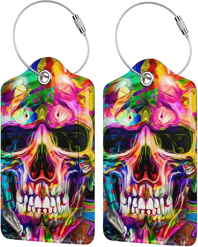 Artistic Skull Leather Luggage Tags by OUZPGAQ
