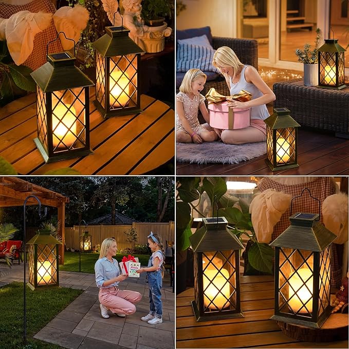 TAKE ME 14" Solar Lanterns Outdoor Waterproof Garden Lanterns Large Flickering - Image 2