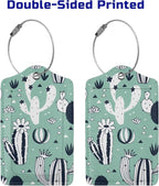 2 Pack Cute Cactus Green Suitcase Tags Identifiers Unique Leather Luggage Tags - Image 4